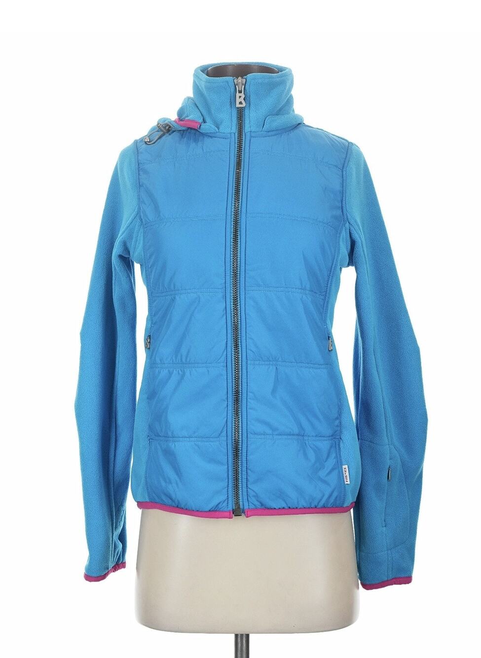 Bogner FIRE+ICE Womens Blue/Pink Hooded Full Zip Ski Jacket Neon Zippers Size S
